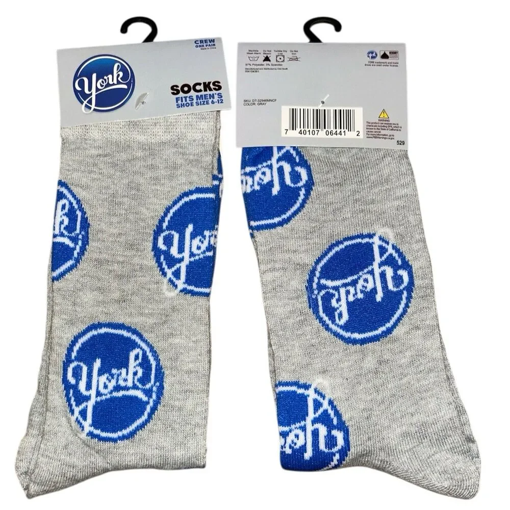 1x York Novelty Crew Socks Adult Set Size 6-12